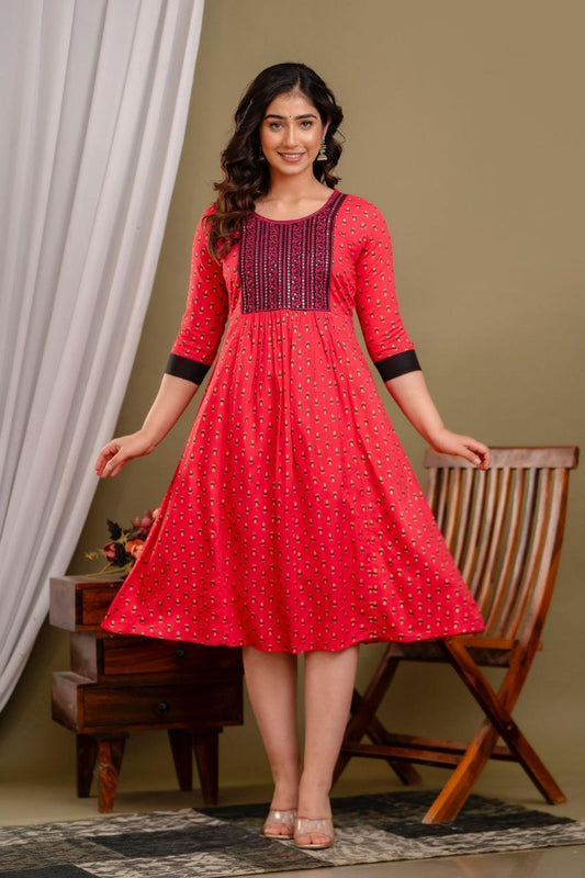 Premium Cotton Rayon Short Anarkali Kurti with Sequence Work | AK392