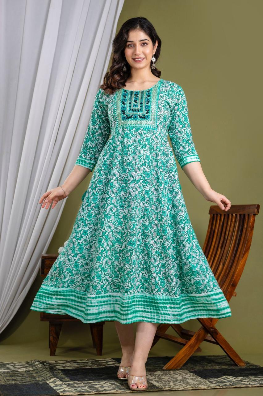 Premium Cotton Rayon Anarkali Kurti with Sequence Work | AK401