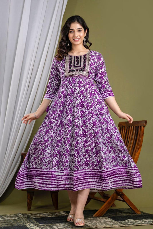 Premium Cotton Rayon Anarkali Kurti with Sequence Work | AK401