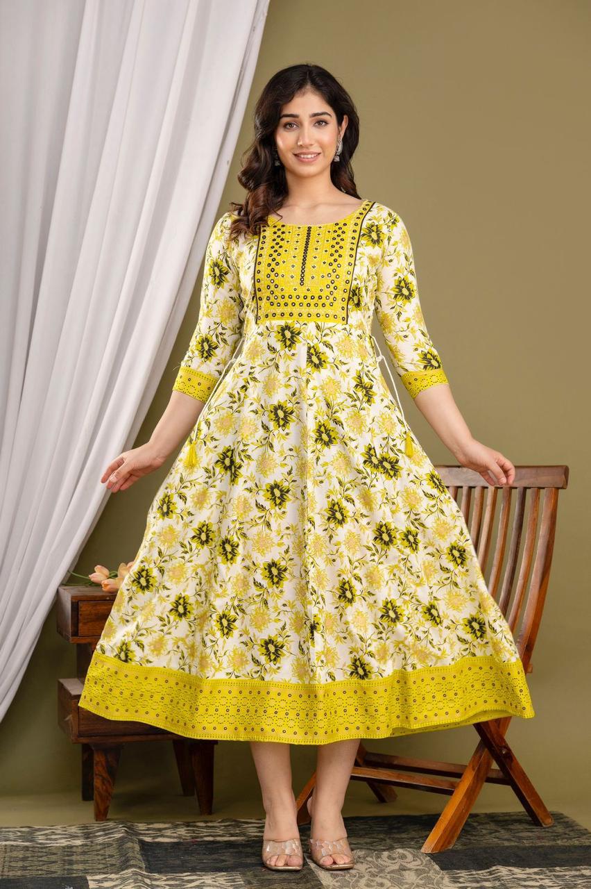 Premium Cotton Rayon Anarkali Kurti with Sequence Work | AK400