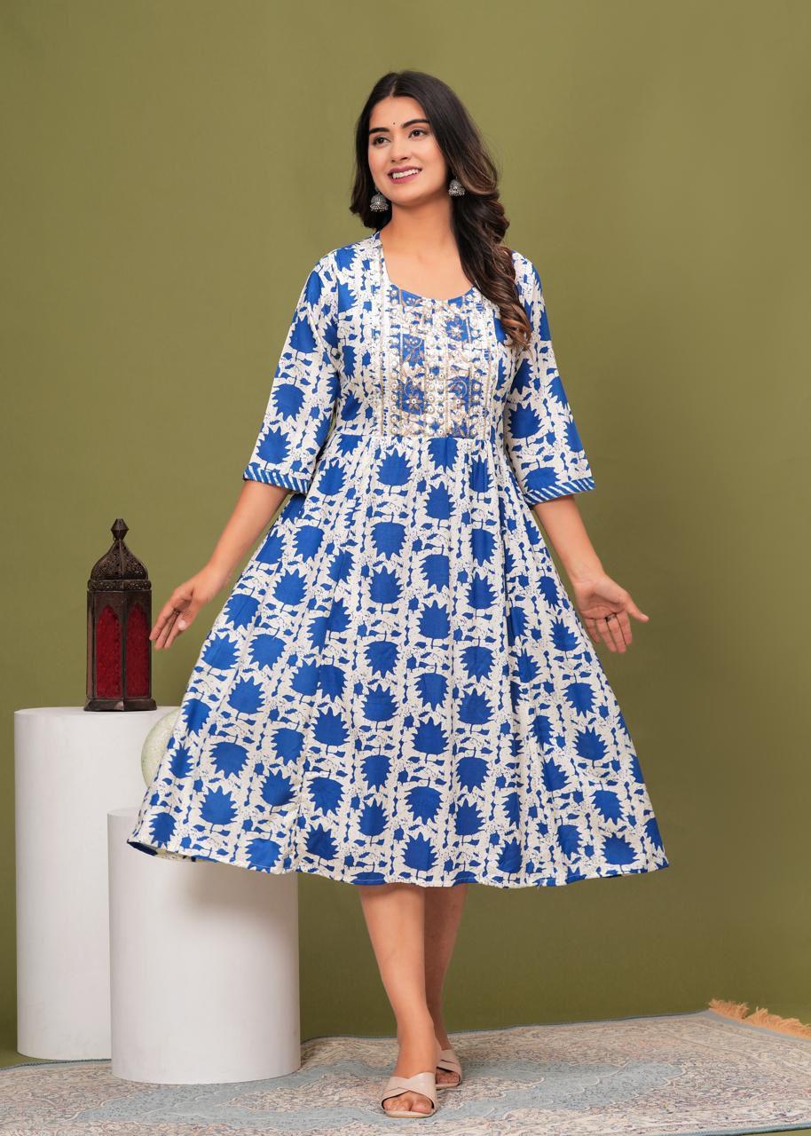 Premium Cotton Rayon Anarkali Kurti with Sequence Work | AK404