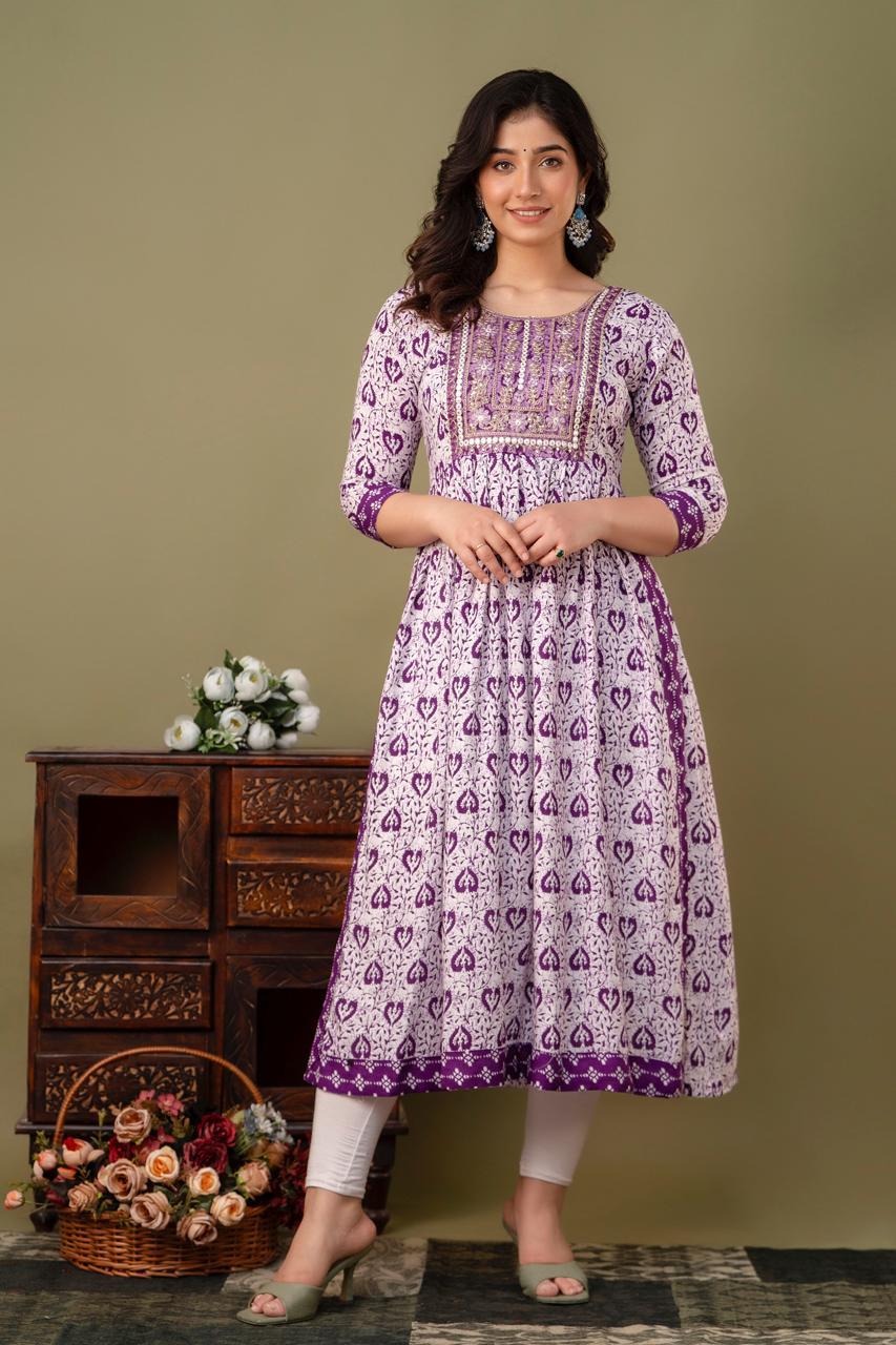 Naira Cut Kurti with Sequence Work | NC58