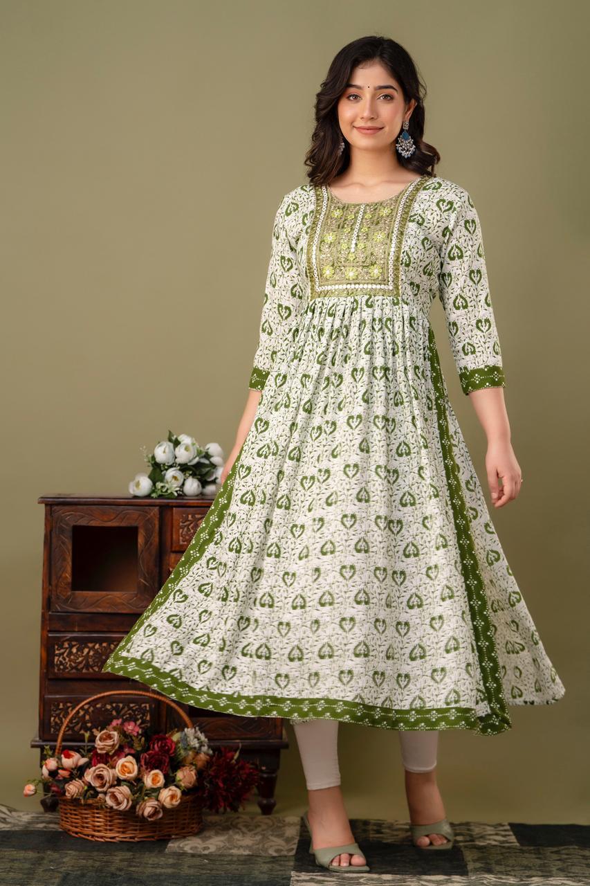 Naira Cut Kurti with Sequence Work | NC58