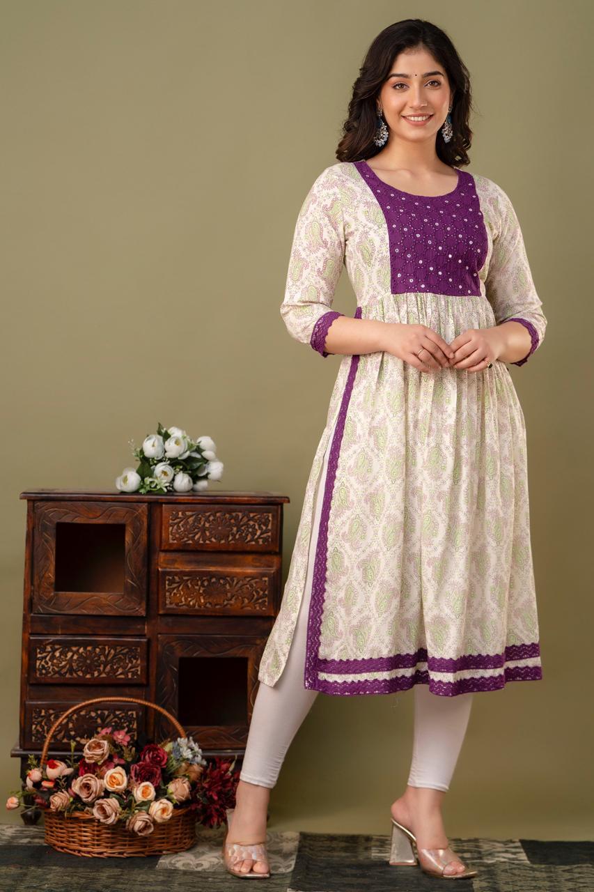 Naira Cut Kurti with Sequence Work | NC61