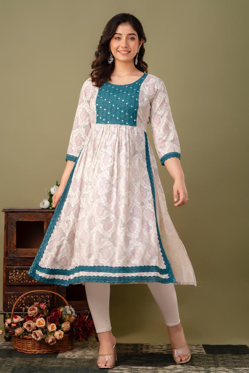 Naira Cut Kurti with Sequence Work | NC61