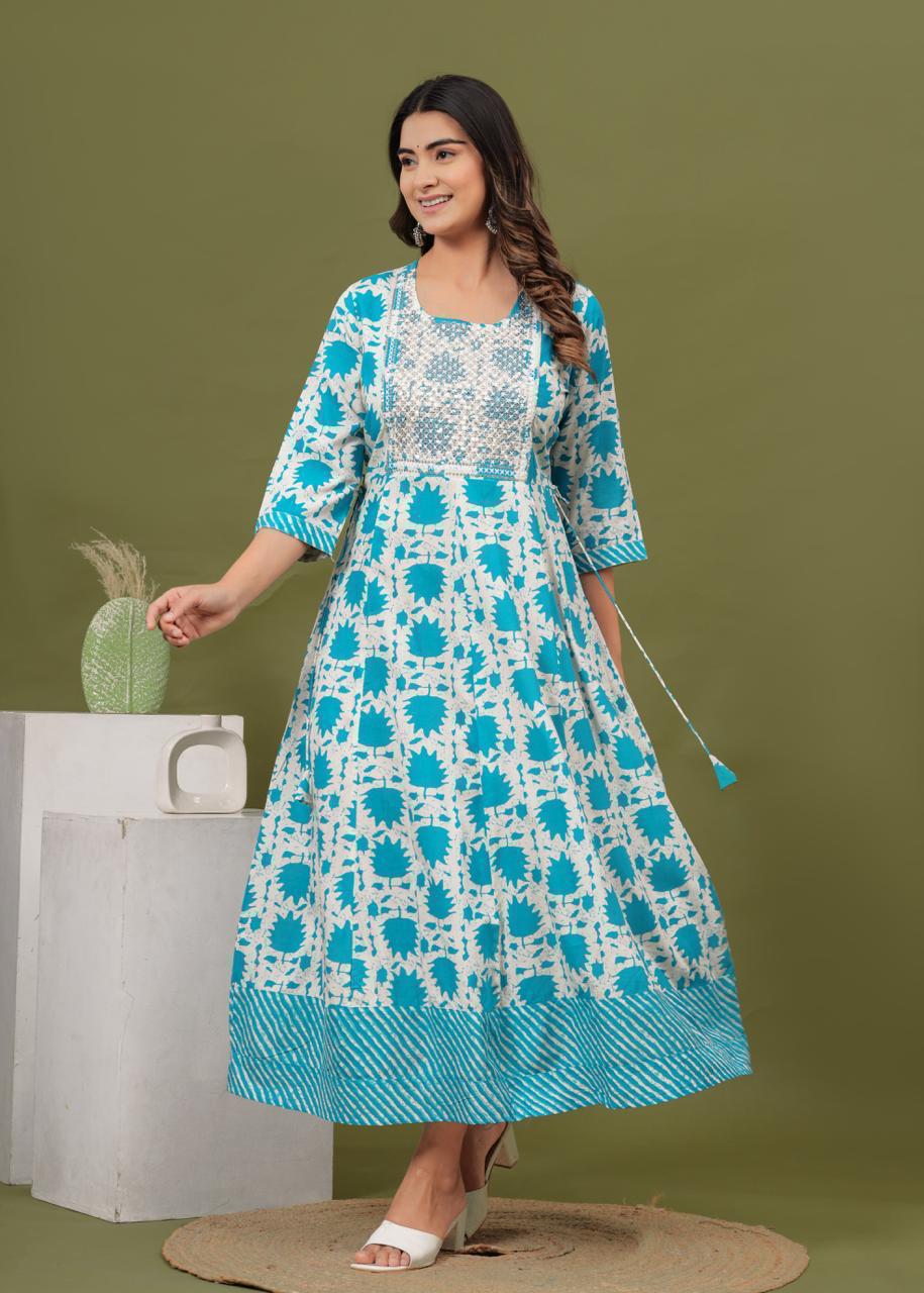 Premium Cotton Rayon Anarkali with Sequence Work | AK332