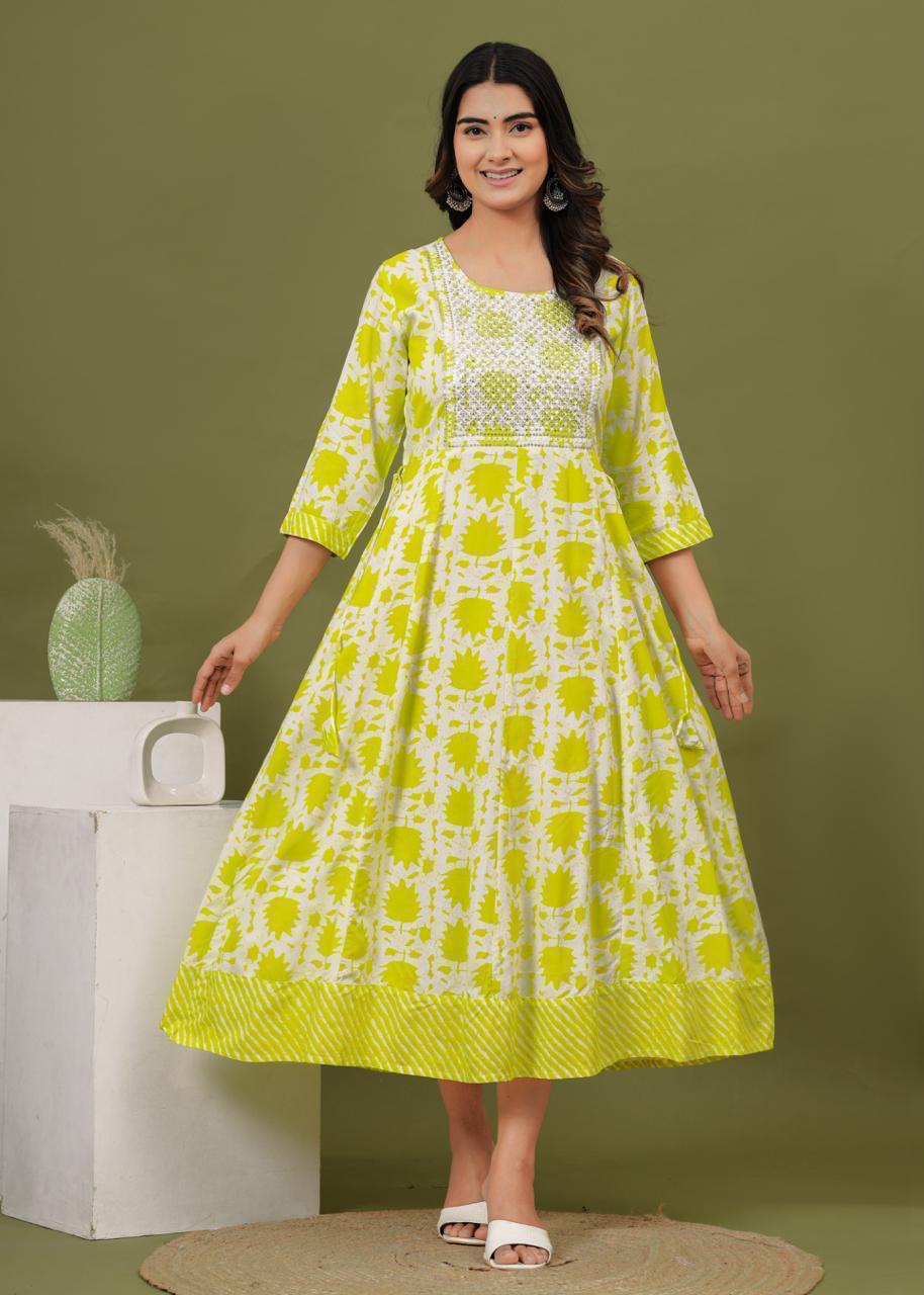 Premium Cotton Rayon Anarkali with Sequence Work | AK332