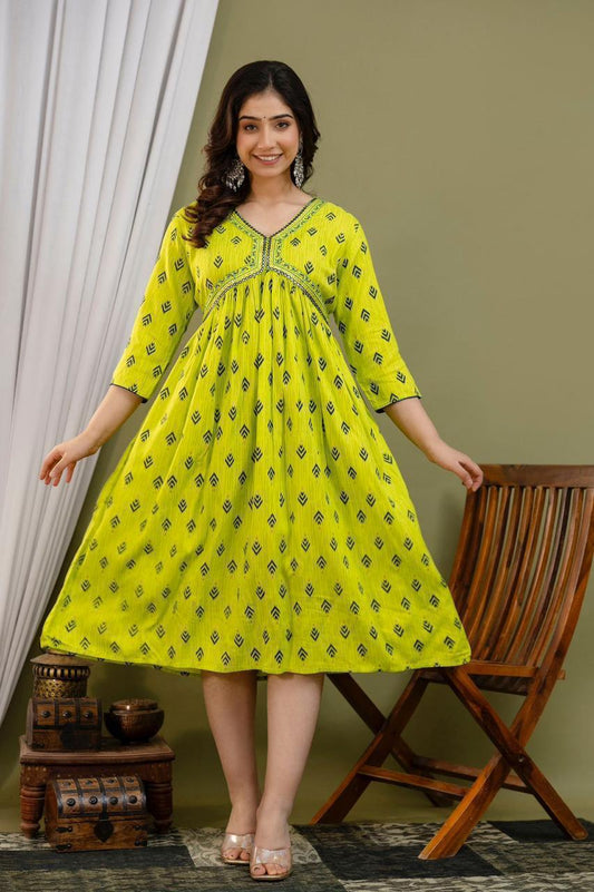 Aaliya Cut  Premium Cotton Rayon Short Anarkali Kurti with Sequence Work | AC125