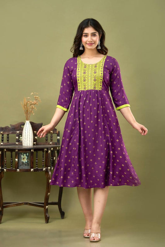 Premium Cotton Rayon Short Anarkali Kurti with Sequence Work | AK395