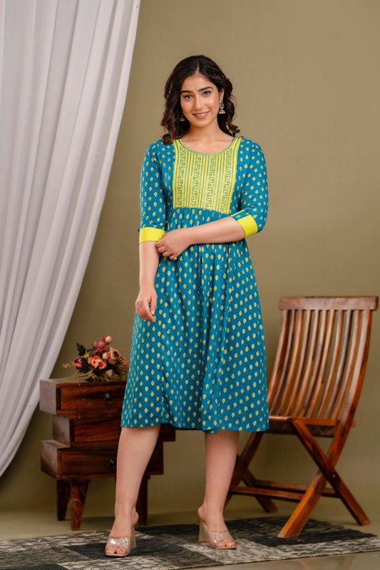 Premium Cotton Rayon Short Anarkali Kurti with Sequence Work | AK394