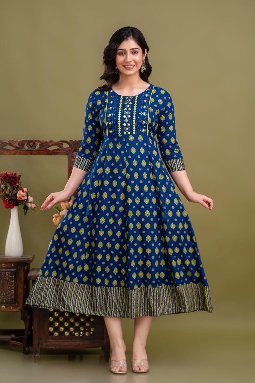 Cotton Rayon Mix Anarkali Kurti | AK882