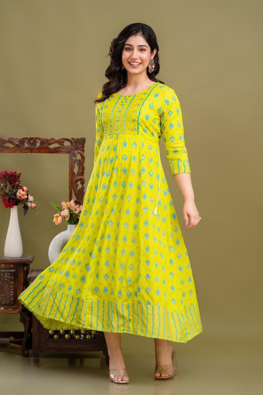 Cotton Rayon Mix Anarkali Kurti | AK883