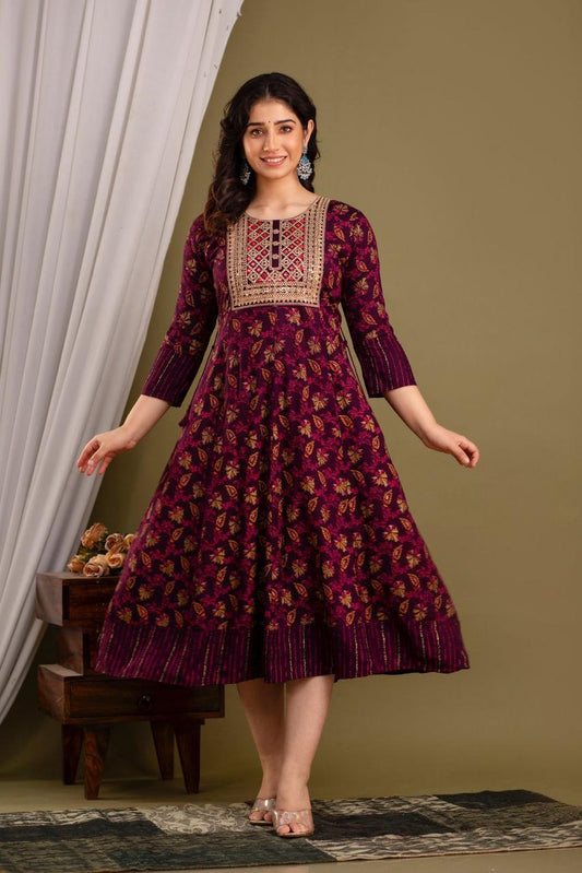 Cotton Rayon Mix Anarkali Kurti | AK884