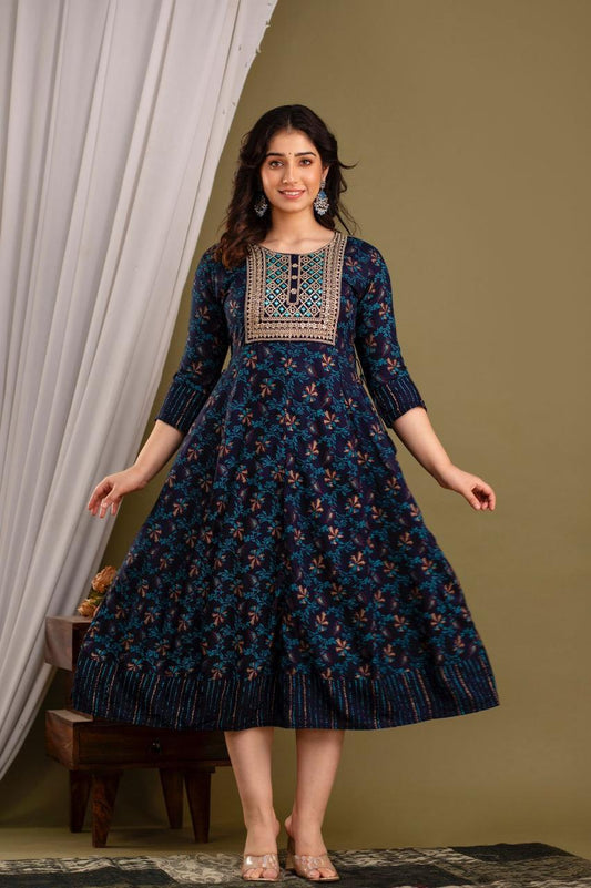 Cotton Rayon Mix Anarkali Kurti | AK885