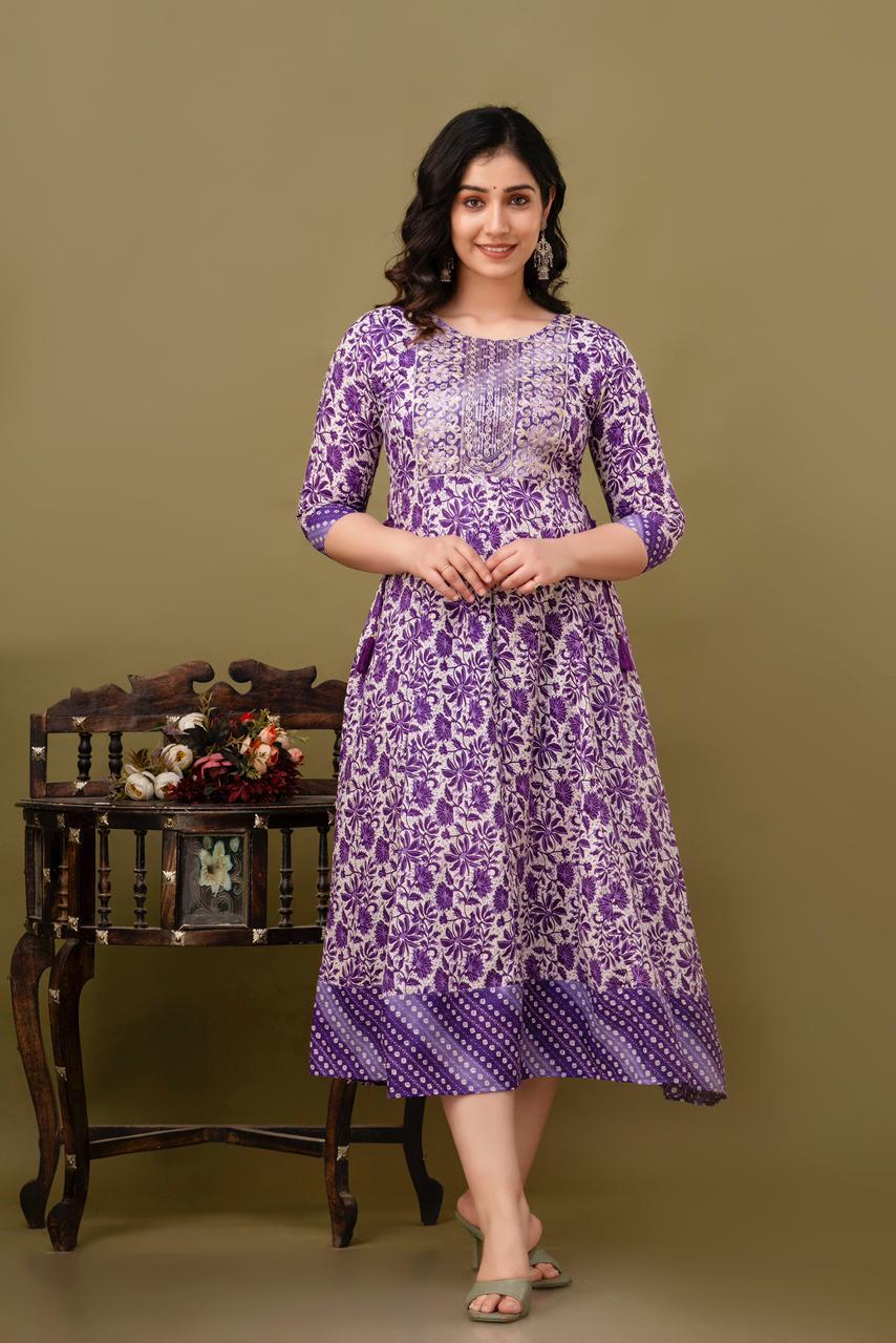 Cotton Rayon Mix Anarkali Kurti | AK887