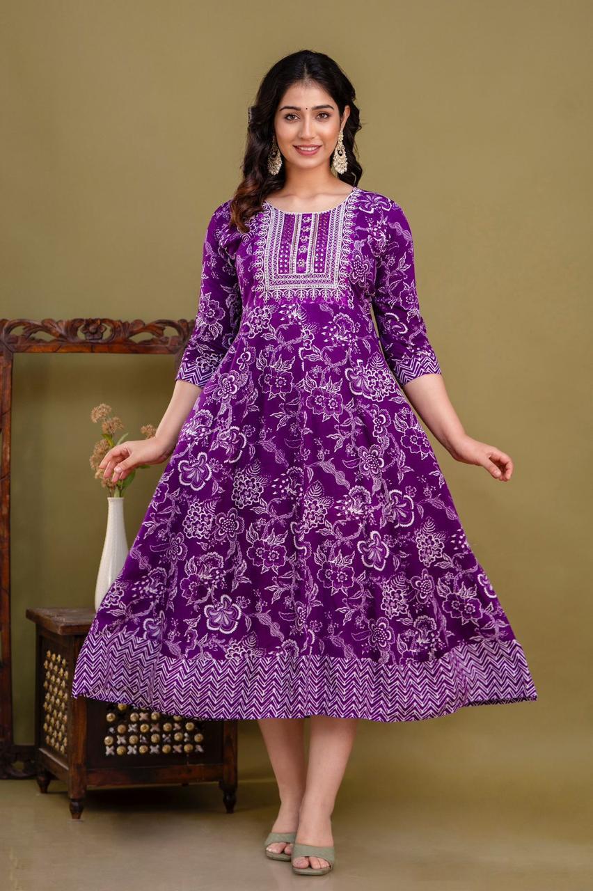 Cotton Rayon Mix Anarkali Kurti | AK888