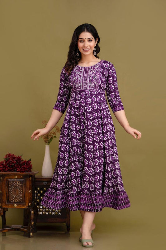 Cotton Rayon Mix Anarkali Kurti | AK890