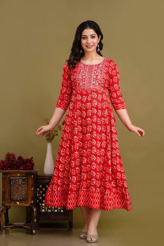 Cotton Rayon Mix Anarkali Kurti | AK891