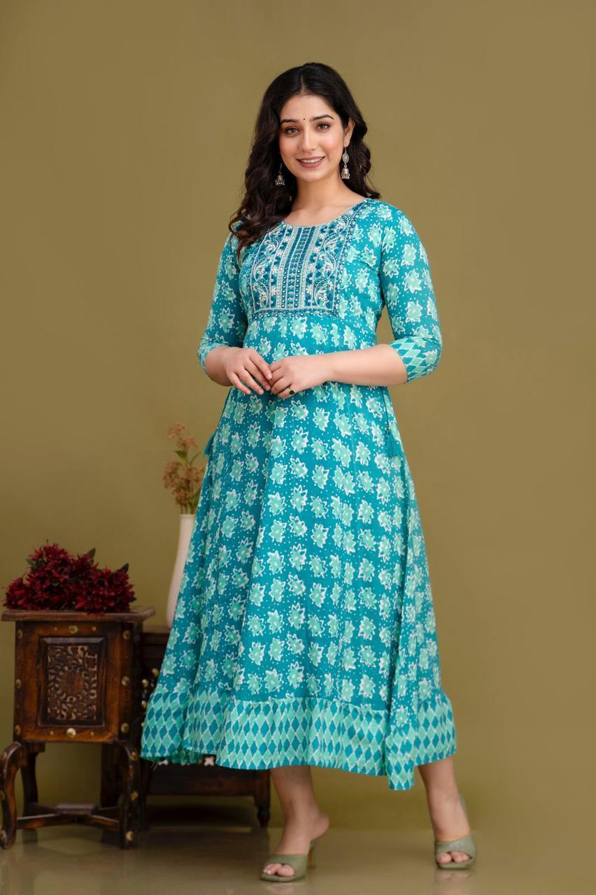 Cotton Rayon Mix Anarkali Kurti | AK892