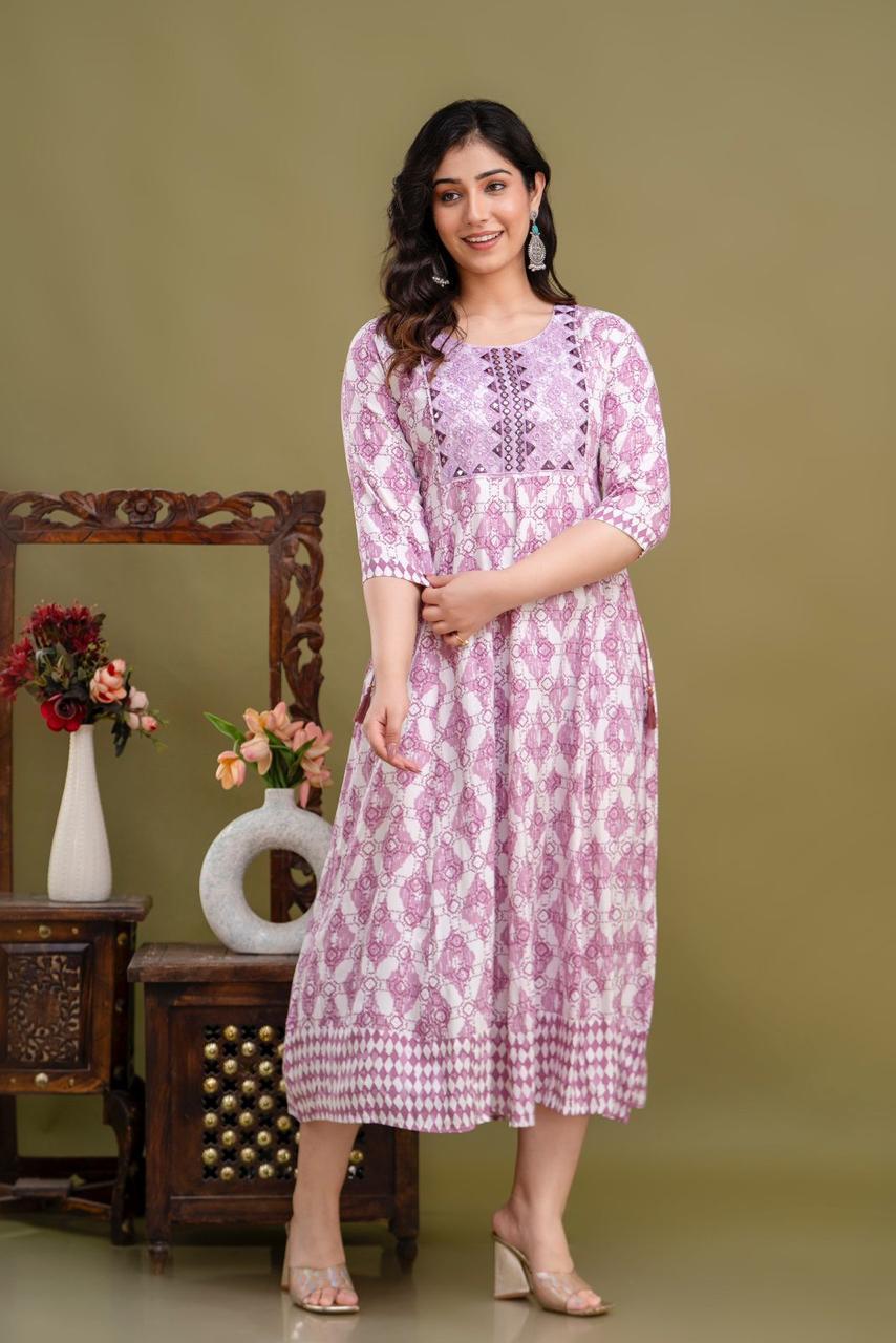 Cotton Rayon Mix Anarkali Kurti | AK893