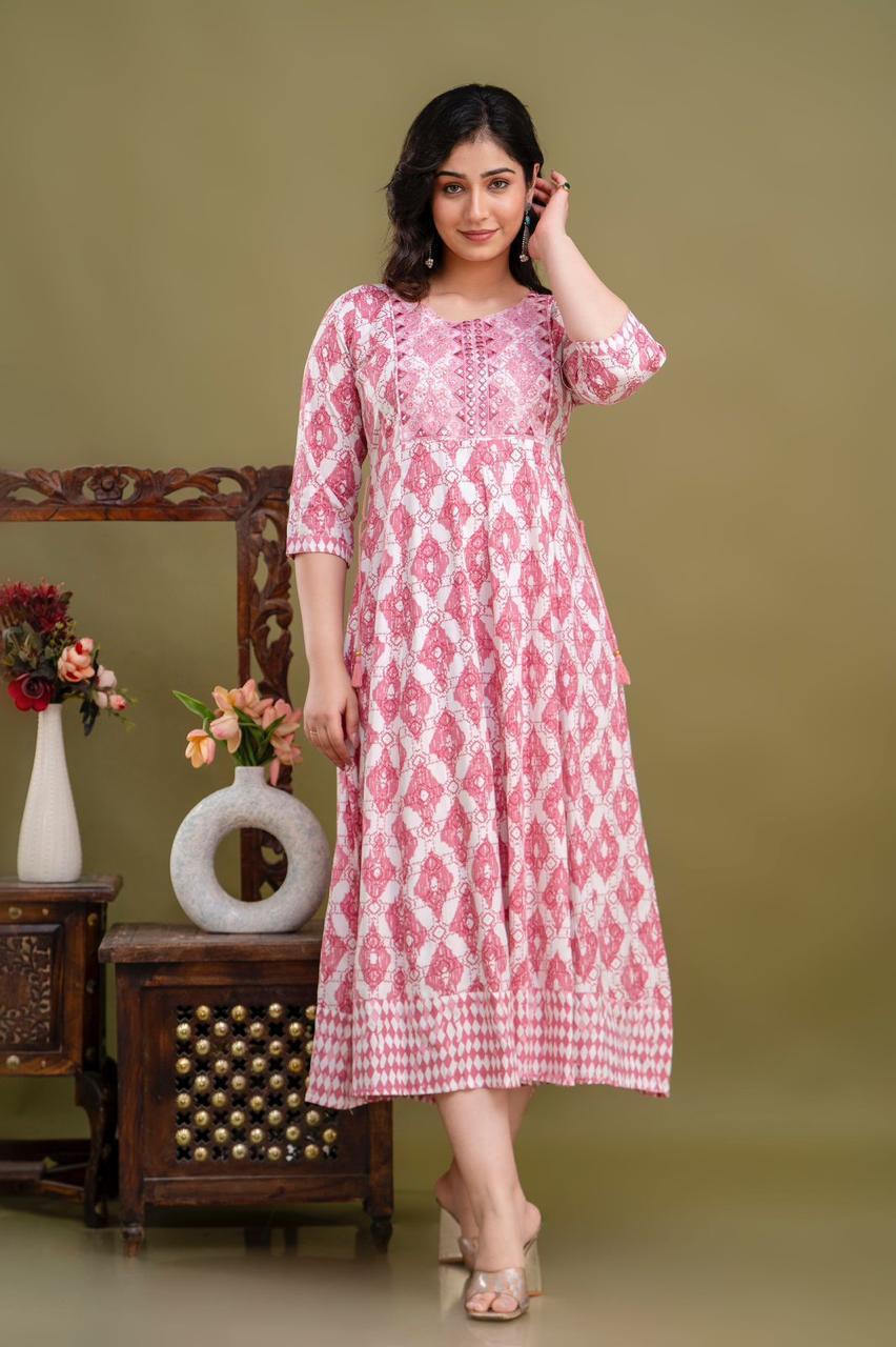 Cotton Rayon Mix Anarkali Kurti | AK894