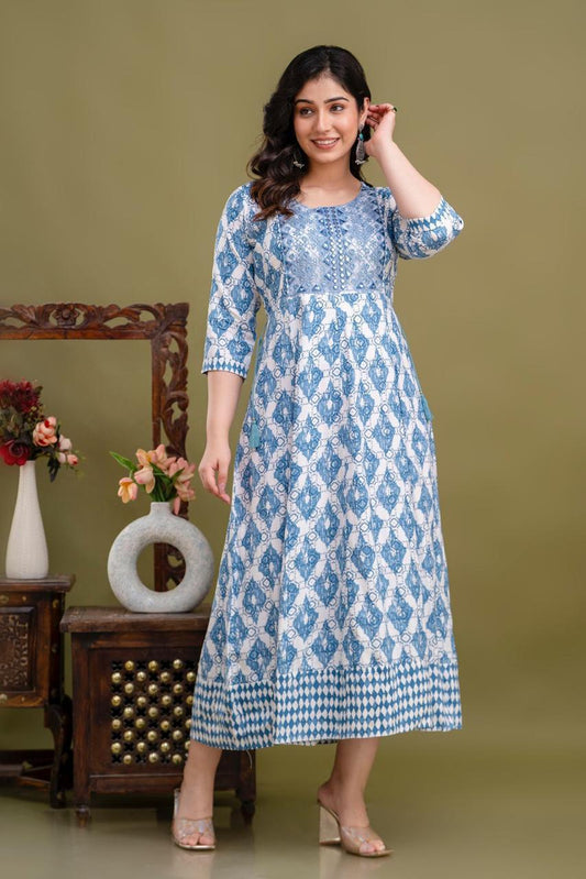 Cotton Rayon Mix Anarkali Kurti | AK895