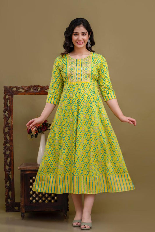 Cotton Rayon Mix Anarkali Kurti | AK896