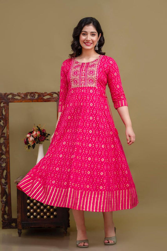 Cotton Rayon Mix Anarkali Kurti | AK898