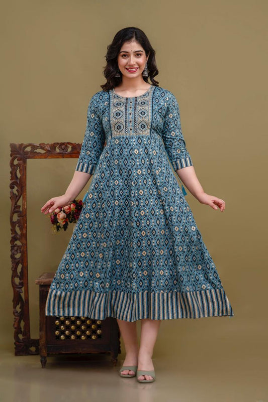 Cotton Rayon Mix Anarkali Kurti | AK899