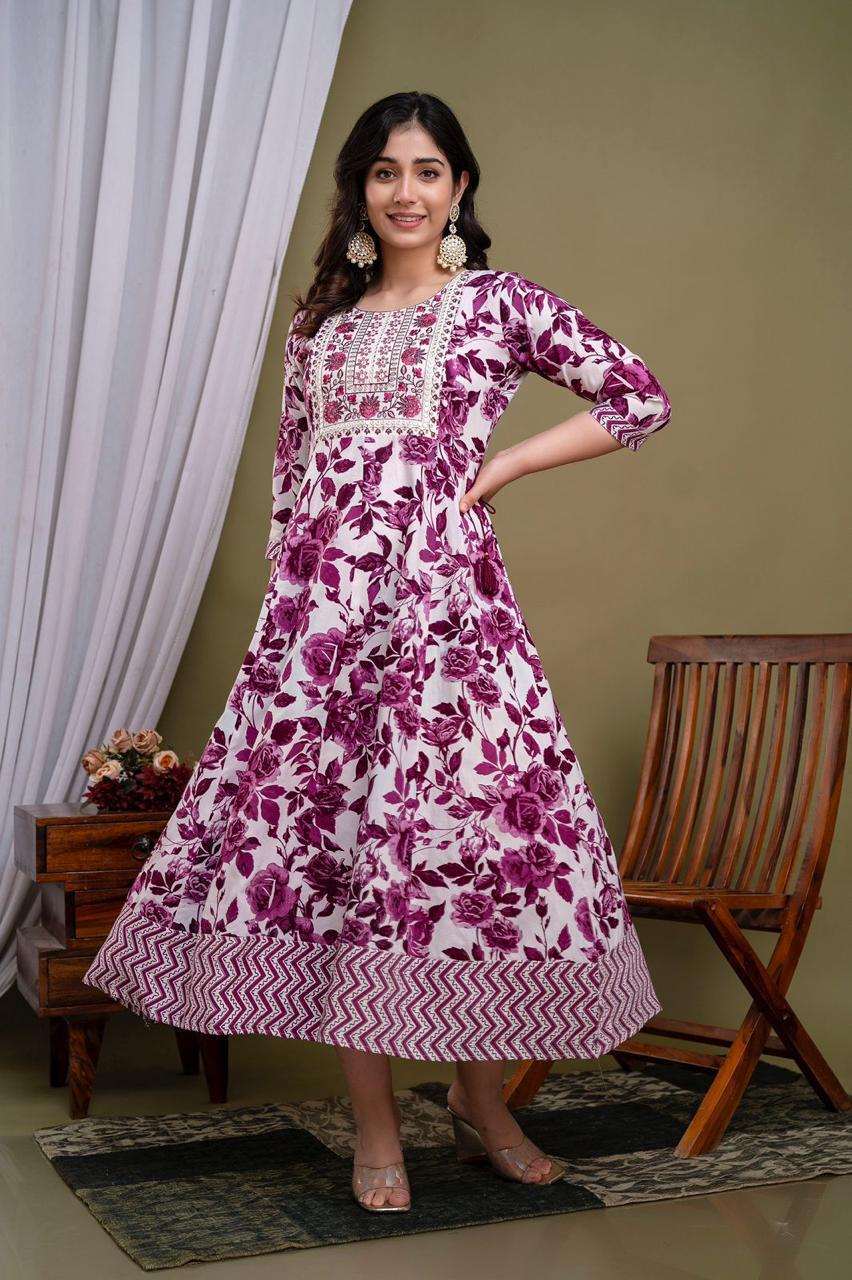 Cotton Rayon Mix Anarkali Kurti | AK900