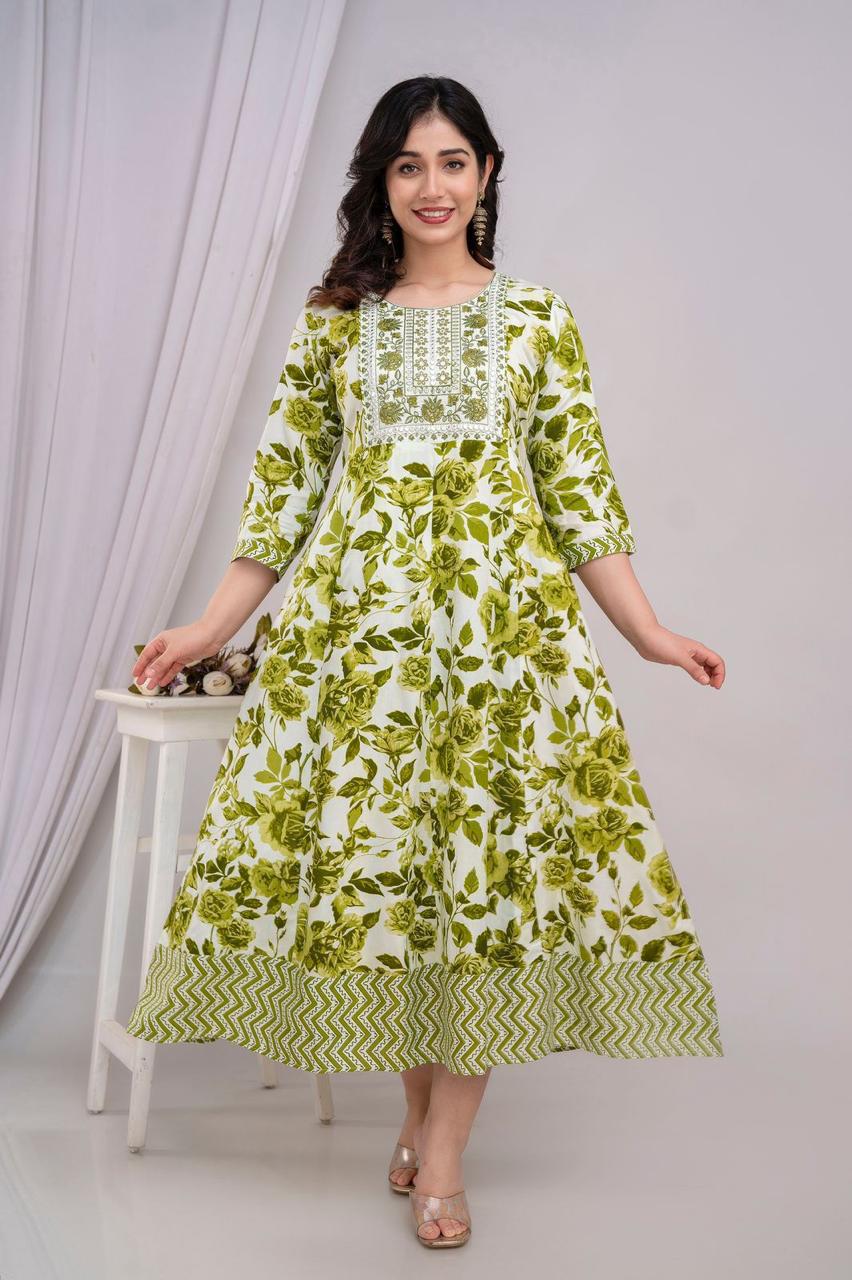 Cotton Rayon Mix Anarkali Kurti | AK901