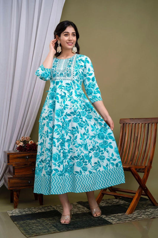 Cotton Rayon Mix Anarkali Kurti | AK902