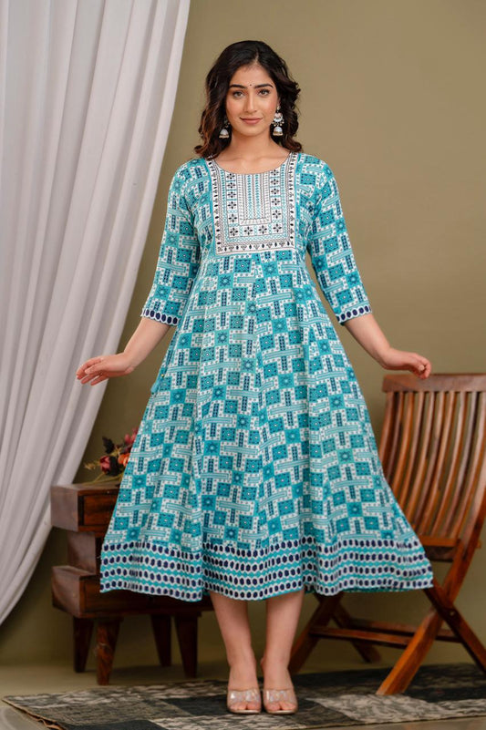 Premium Cotton Rayon Anarkali Kurti with Sequence Work | AK336