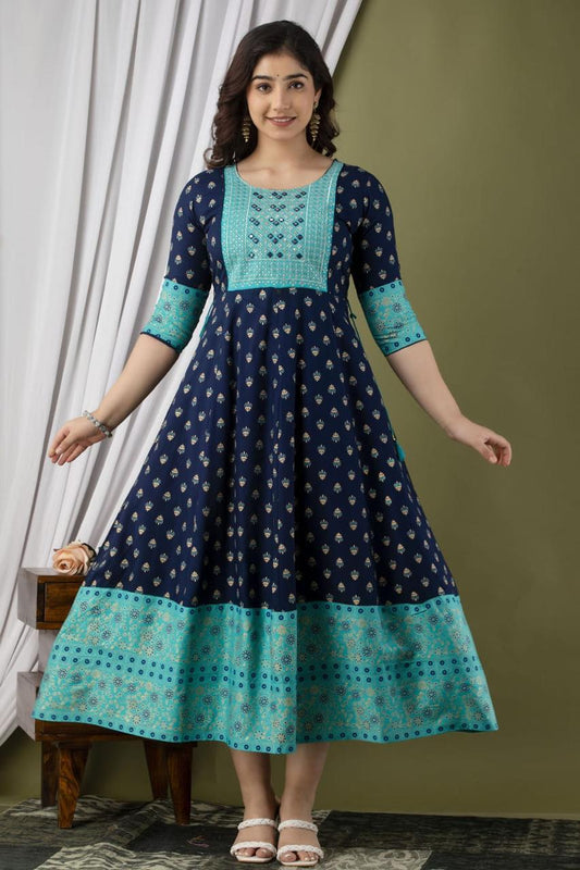 Premium Cotton Rayon Anarkali Kurti with Sequence Work | AK342