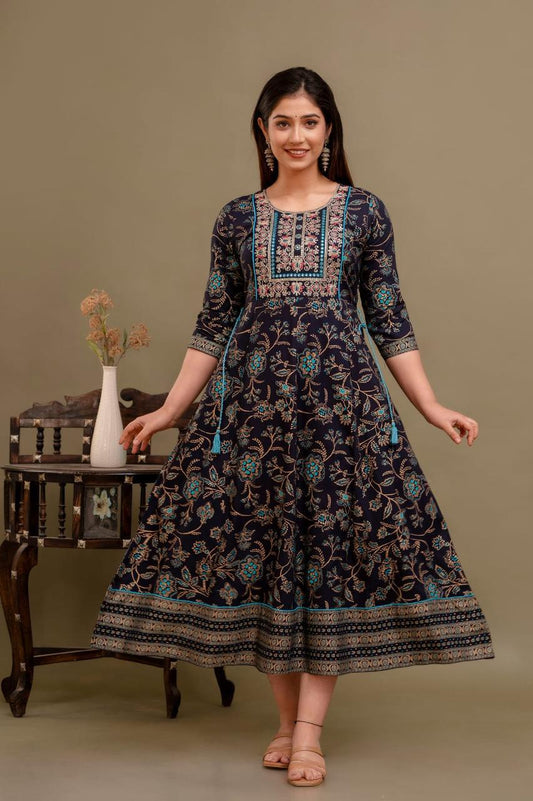 Premium Cotton Rayon Anarkali Kurti with Sequence Work | AK344