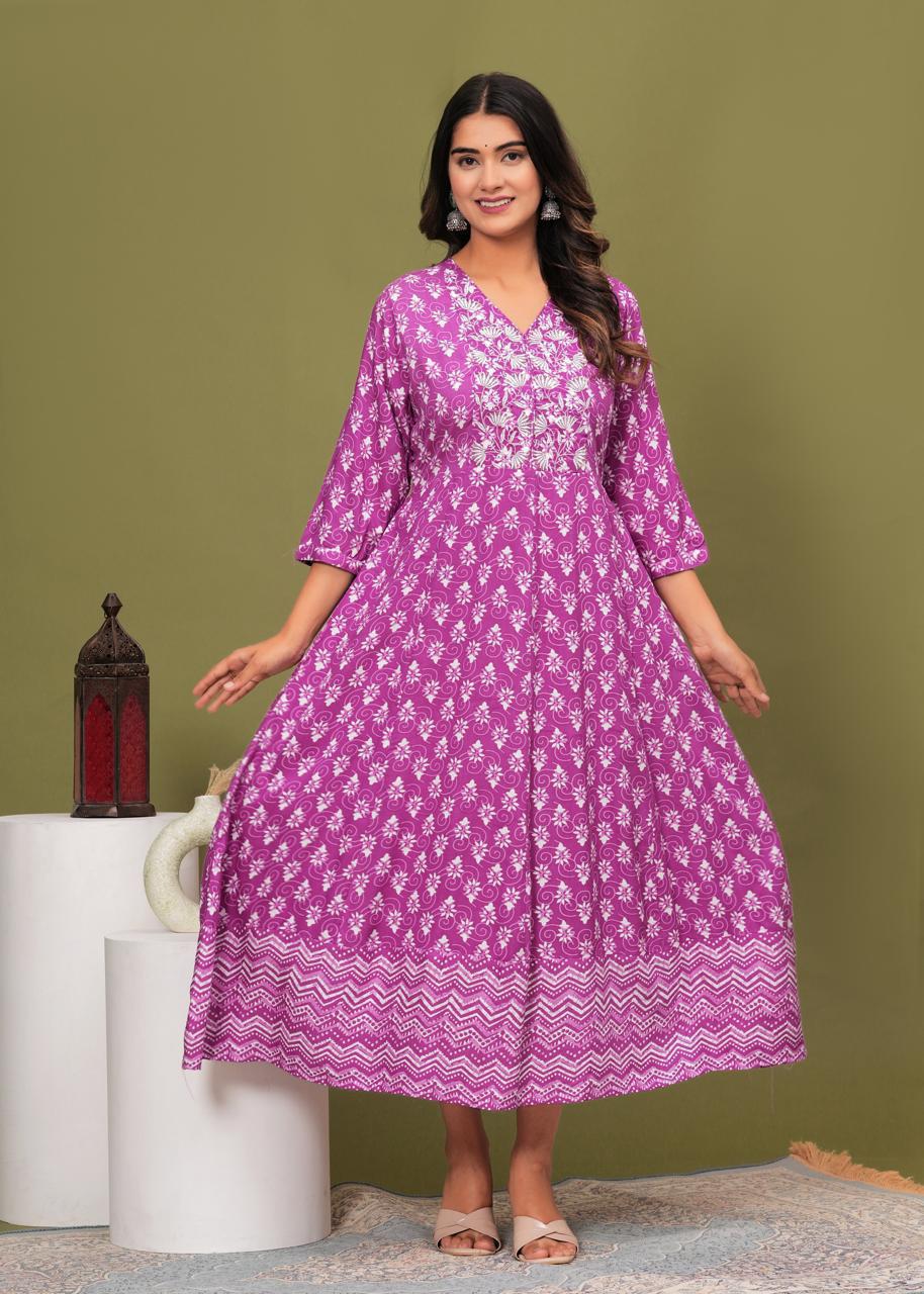 Premium Cotton Rayon Anarkali Kurti with Sequence Work | AK347