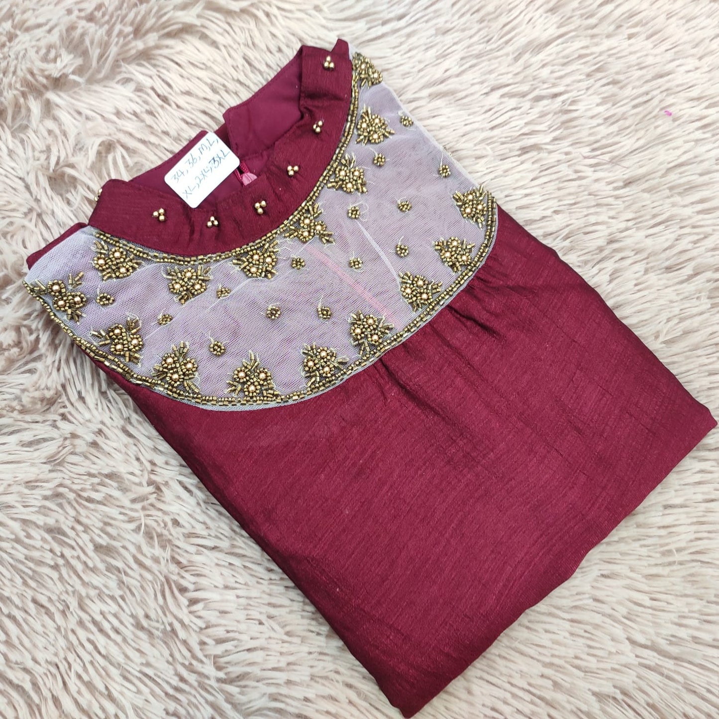 Vichitra Silk - Jewel neck Aline Kurti - Hw20