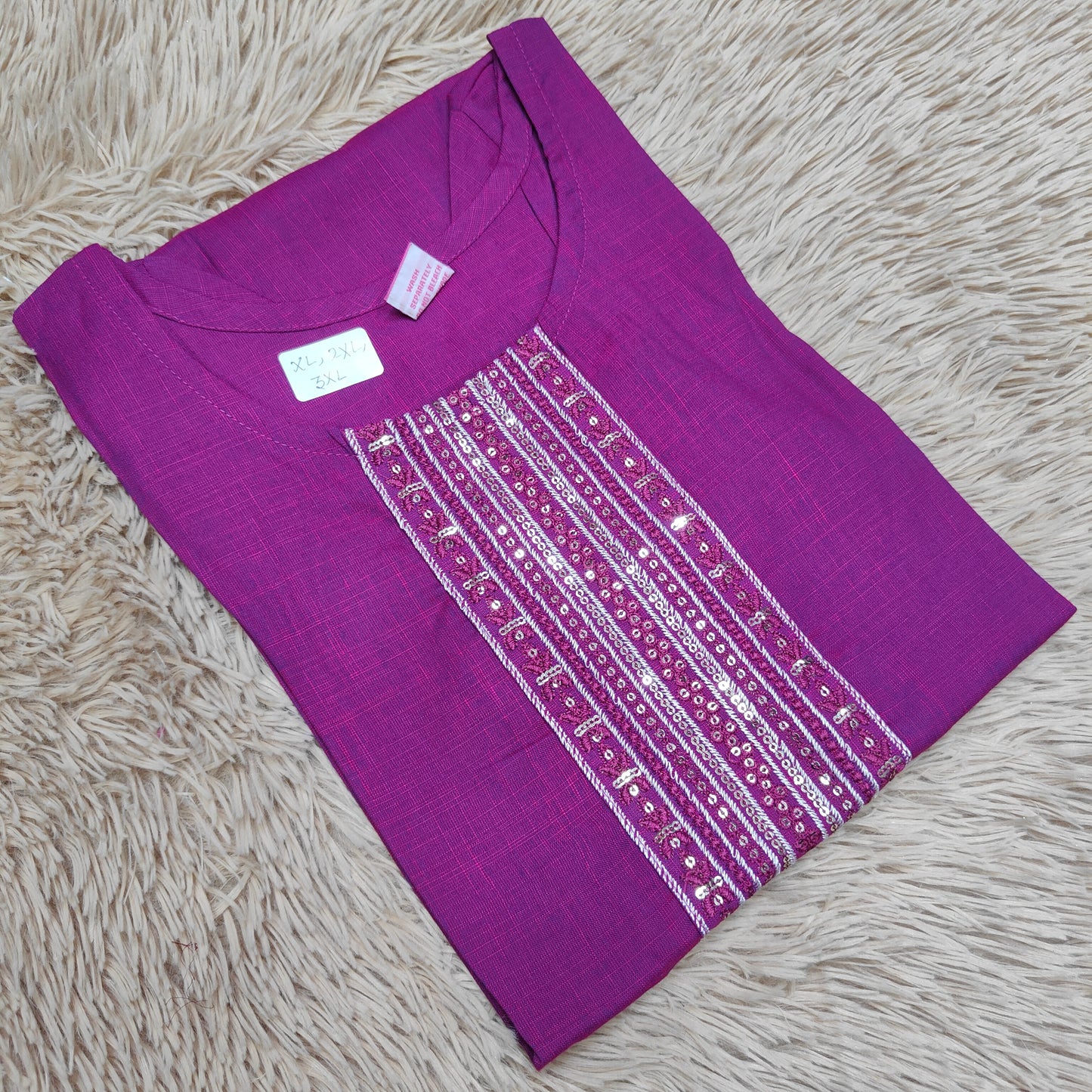 Dual Tone Strigt Kurti with Sequence Work - JC178