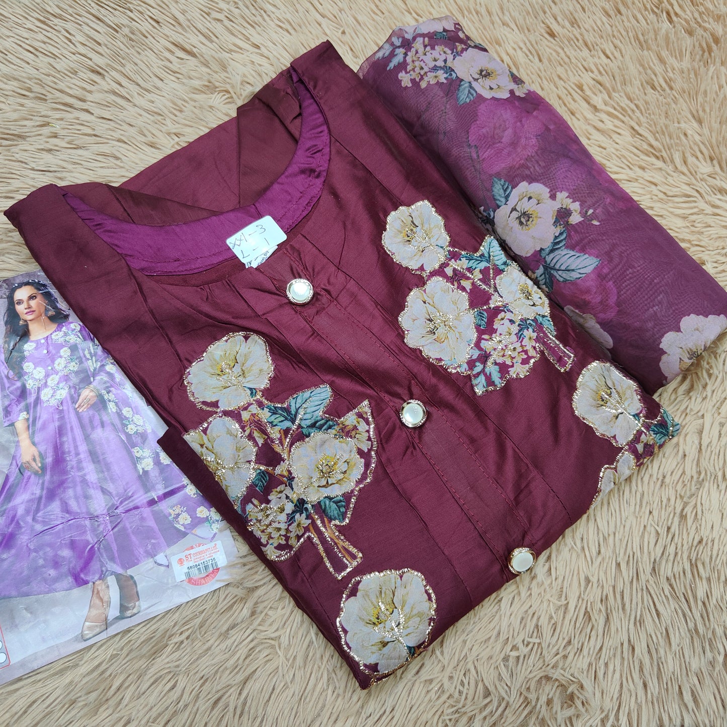 Silk Anarkali Kurti With Dupatta | KS321