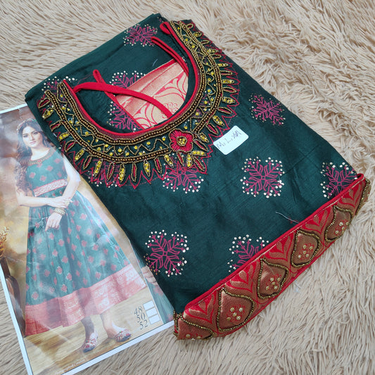 Chanderi Silk cotton Anarkali Kurti With Belt | AK430