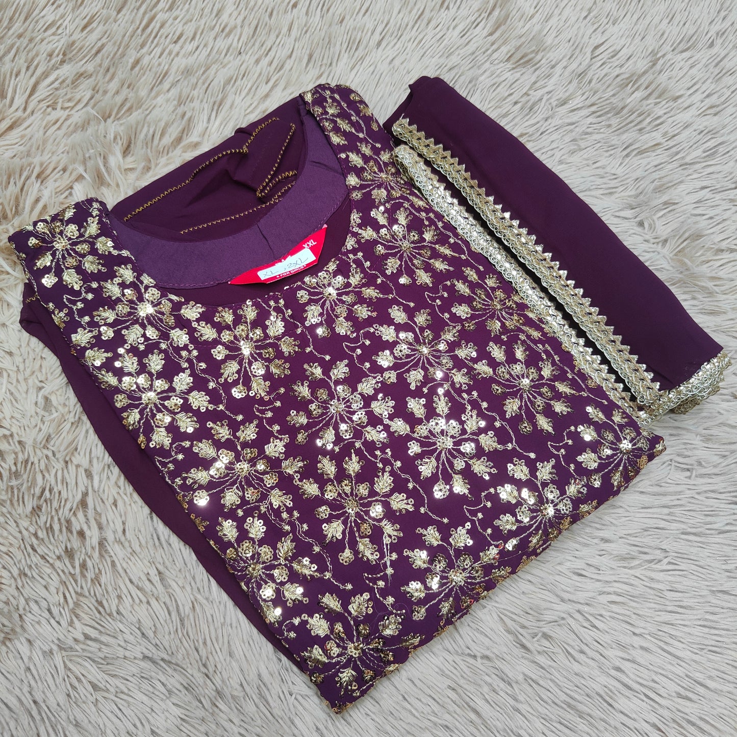 Chiffon Anarkali Kurti with Shawl | KS340