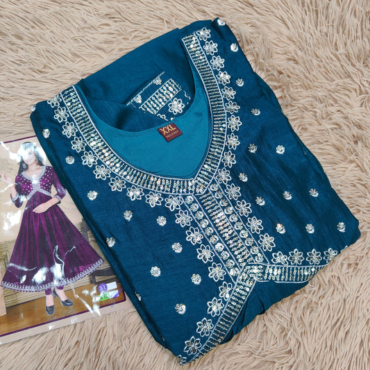 Silk Aliya Cut Anarkali Kurti | AK530