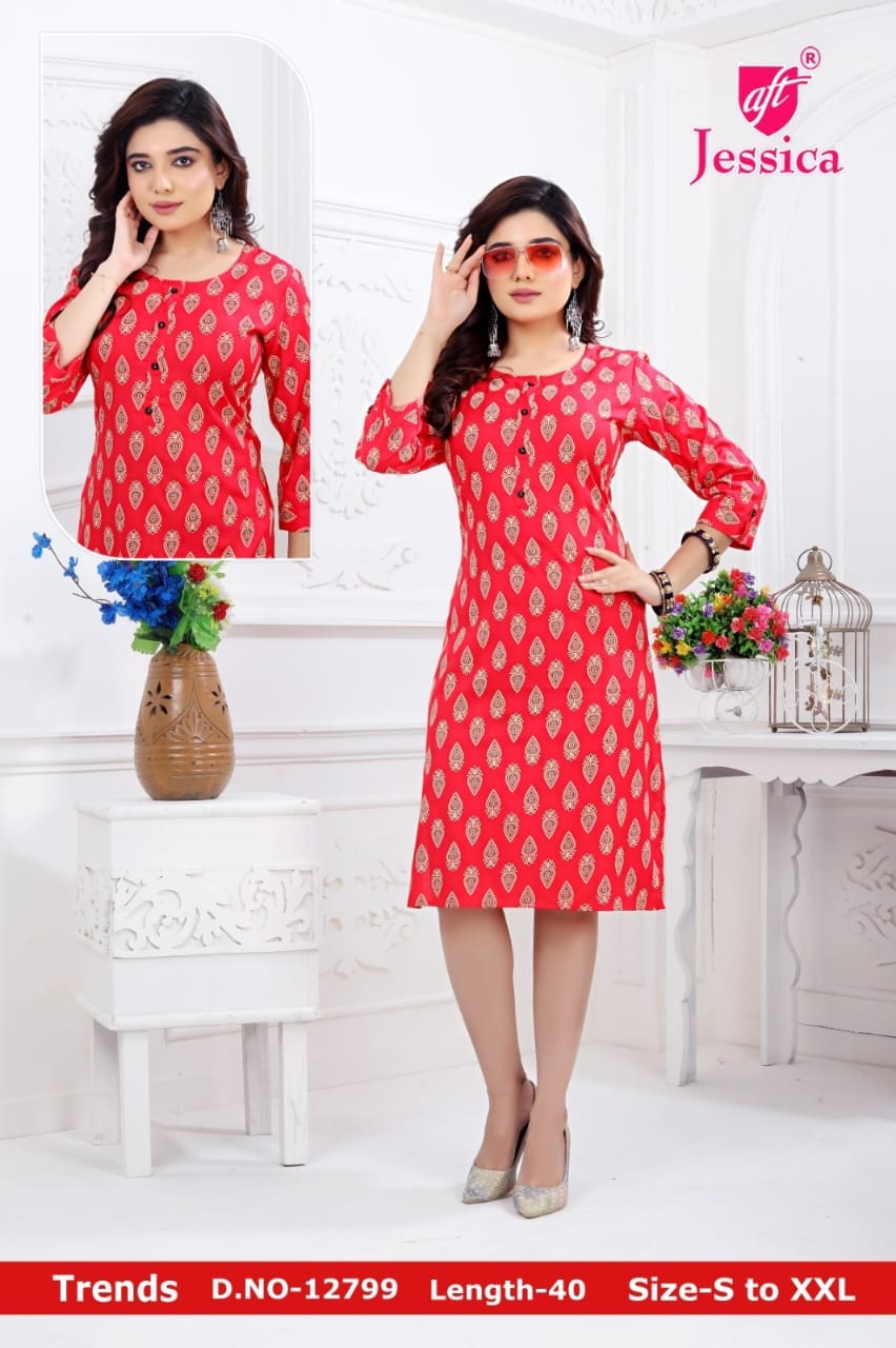 JESSICA Brand | LIVA Certified | 40" LENGTH Straight Kurti | JC48