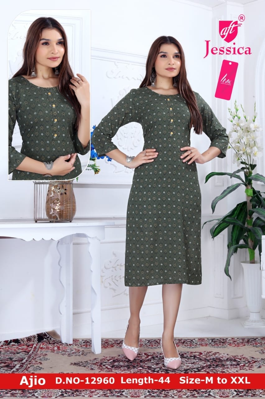 JESSICA Brand | LIVA Certified | 44" LENGTH Straight Kurti | JC76