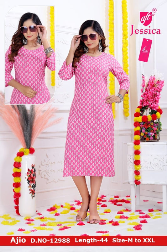 JESSICA Brand | LIVA Certified | 44" LENGTH Straight Kurti | JC78