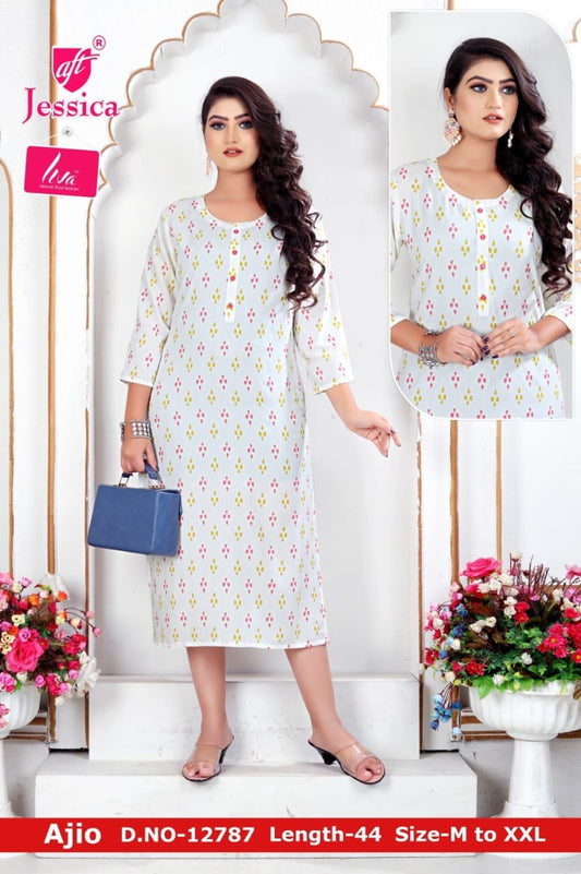 JESSICA Brand | LIVA Certified | 44" LENGTH Straight Kurti | JC88