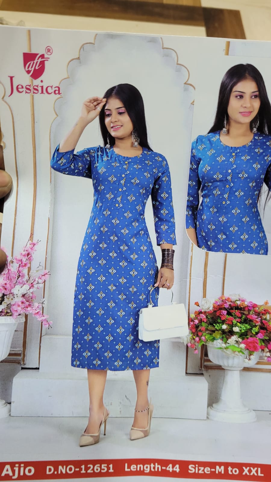 JESSICA Brand | LIVA Certified | 44" LENGTH Straight Kurti | JC89