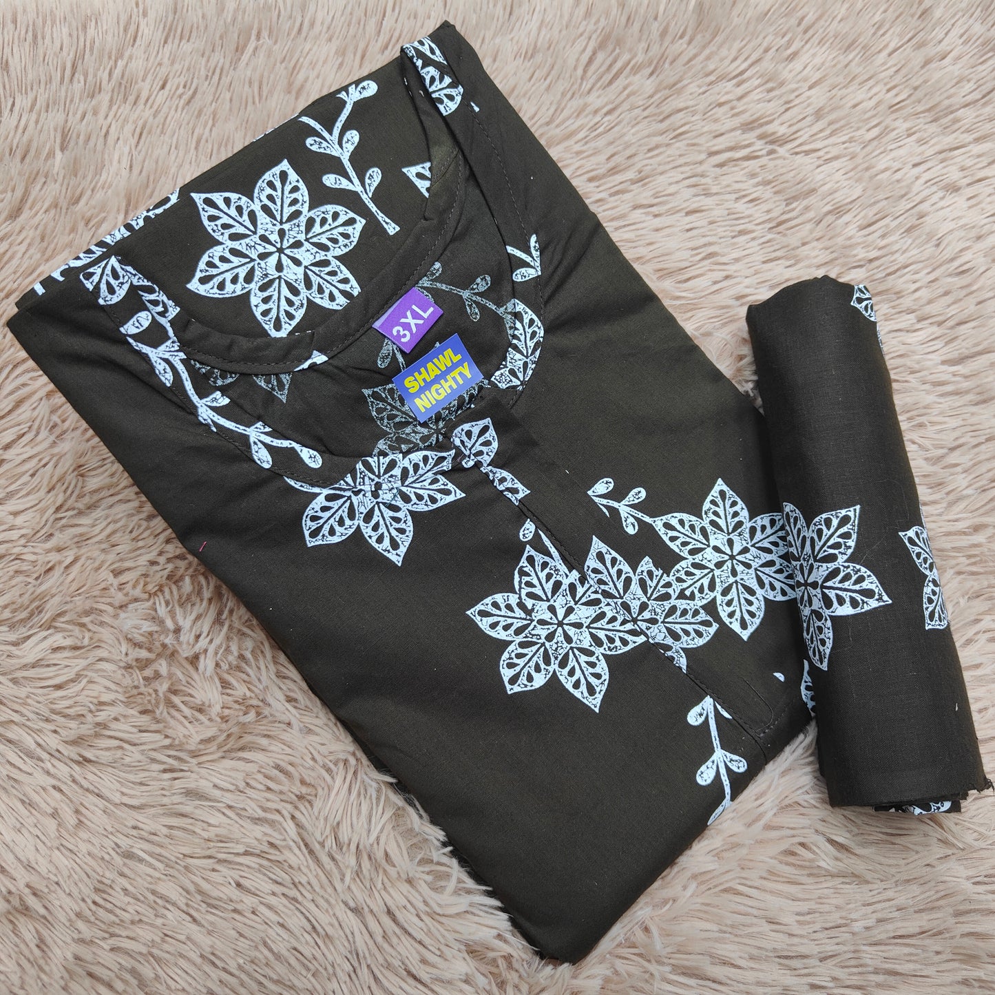 Premium Cotton Shawl Nighty | NT523