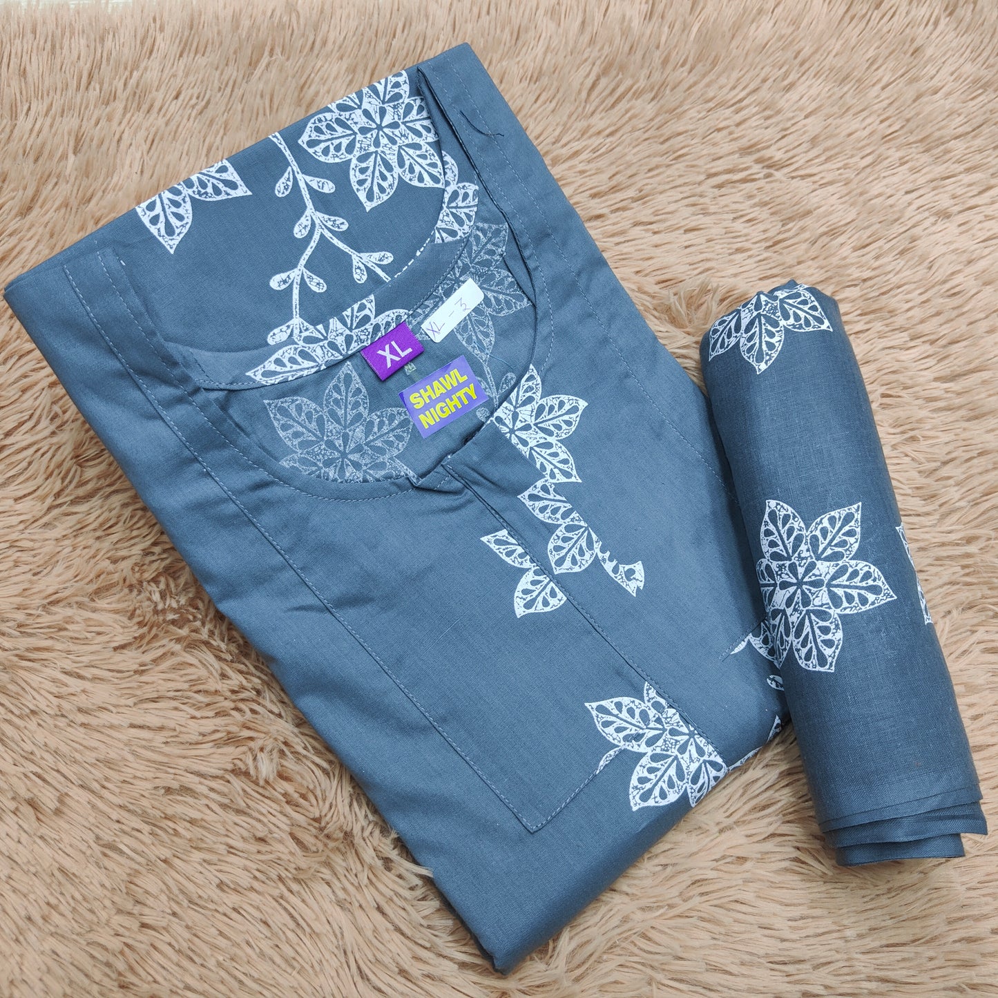 Premium Cotton Shawl Nighty | NT525