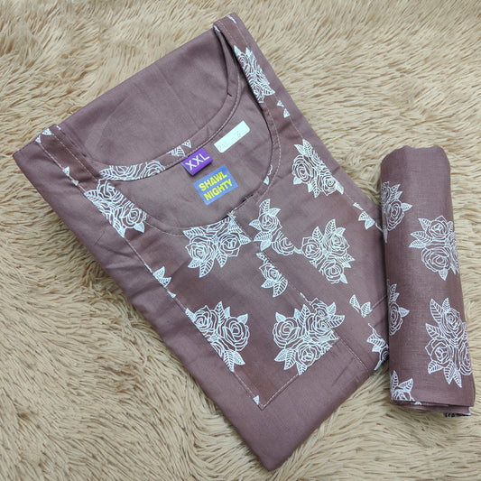 Premium Cotton Shawl Nighty | NT535